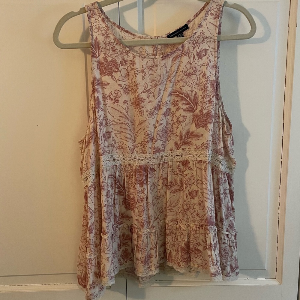 American Eagle Pink Floral Tank Top